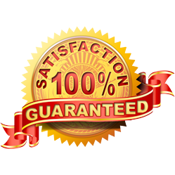 100 percent satisfaction guaranteed badge with "100 percent satisfaction guaranteed" written on it
